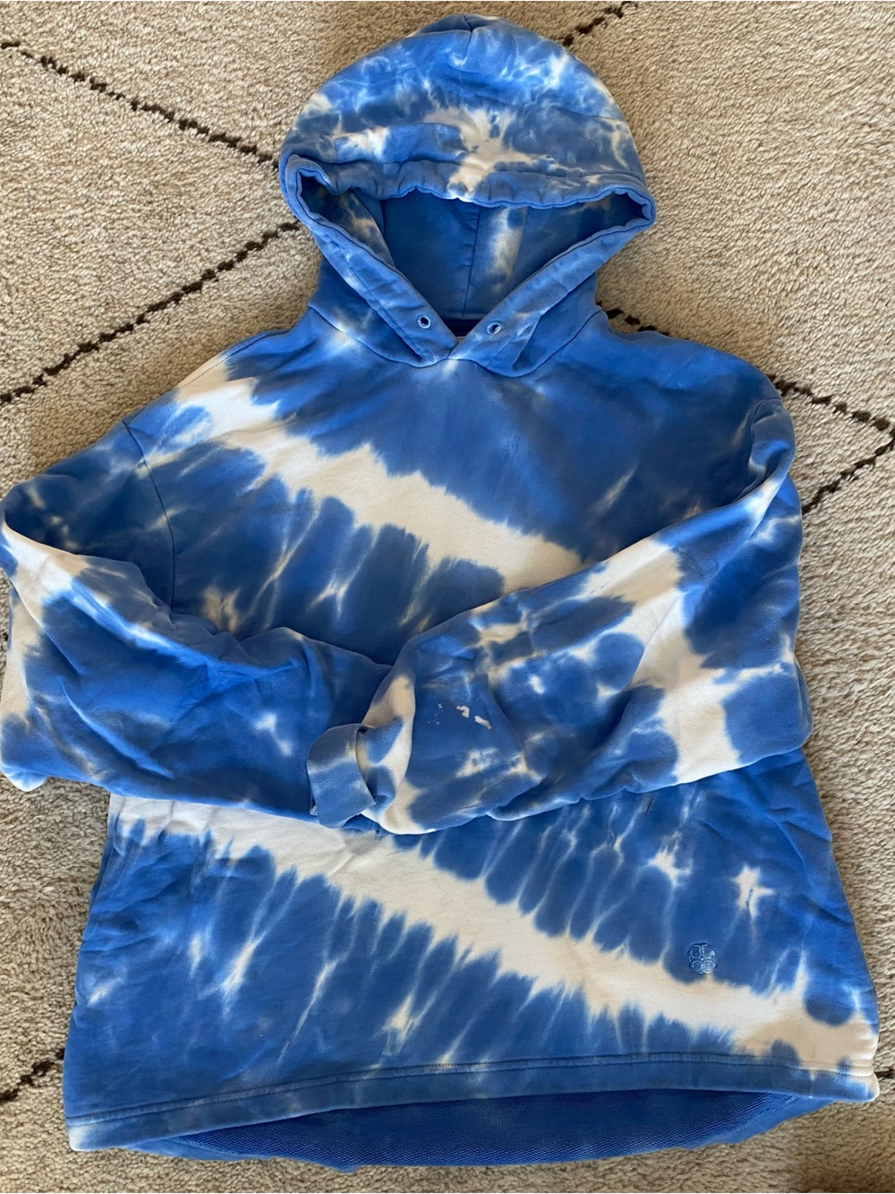 Tori Burch Blue & White Tie-Dye Hoodie xs